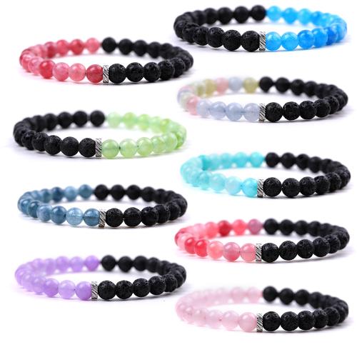 Gemstone Bracelets, with Lava & 304 Stainless Steel, fashion jewelry & different designs for choice, more colors for choice, Length:18.5 cm, Sold By PC