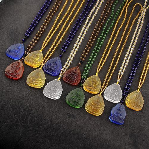 Glass Beads Necklaces, with Nylon Cord & Lampwork, plated, fashion jewelry & different designs for choice, more colors for choice, 50mm, Length:60 cm, 10PCs/Bag, Sold By Bag