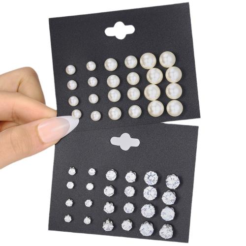 Zinc Alloy Stud Earring with Crystal & Plastic Pearl fashion jewelry & for woman Sold By Set