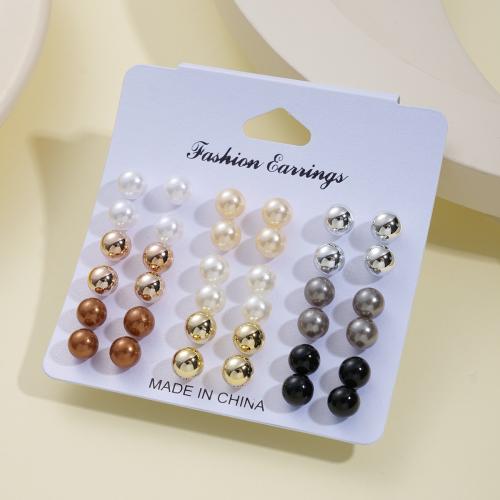 Zinc Alloy Stud Earring with Crystal & Plastic Pearl fashion jewelry & for woman Sold By Set