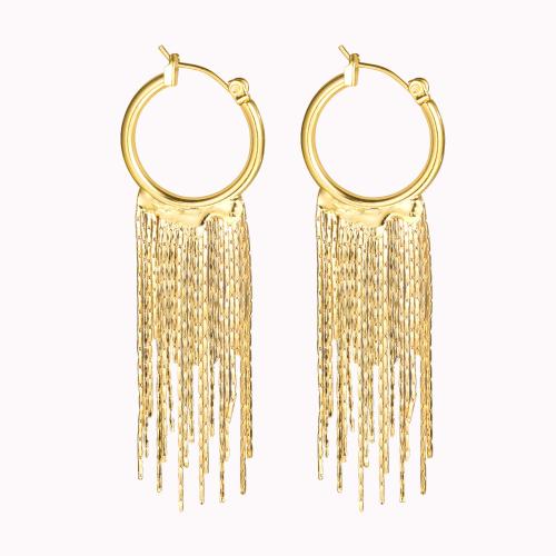 Boucles d'oreilles en alliage de zinc, bijoux de mode & pour femme, doré, 65x21mm, Vendu par paire