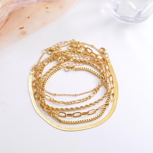 Zinc Alloy Anklet with 5cm extender chain 6 pieces & fashion jewelry & for woman gold Length 21 cm Sold By Set