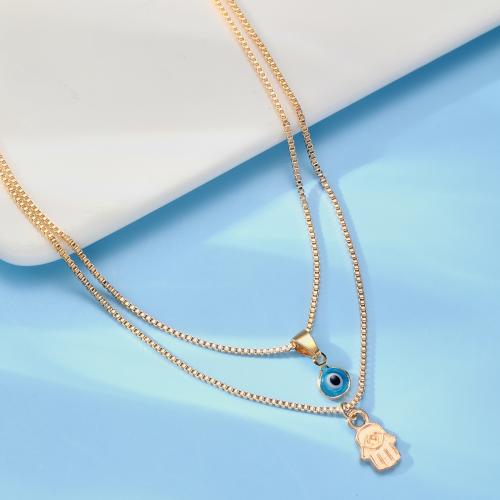 Zinc Alloy Jewelry Necklace with Crystal & Resin 2 pieces & fashion jewelry & for woman gold Sold By Set