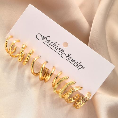 Brincos de gota de liga de zinco, 6 peças & joias de moda & para mulher, dourado, vendido por Defina