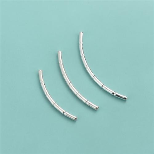 925 Sterling Silver Curved Tube Beads DIY silver color Sold By PC