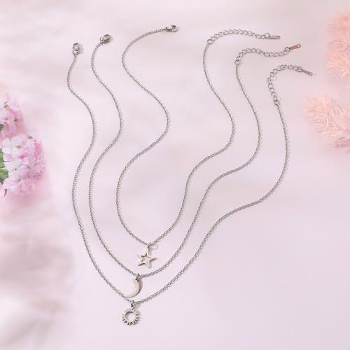Stainless Steel Jewelry Necklace, 304 Stainless Steel, with 5cm extender chain, polished, Unisex & different styles for choice, silver color, Length:45 cm, Sold By PC
