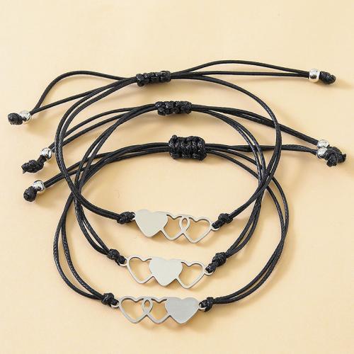 Mode créer Bracelets cordon de cire, Acier inoxydable 304, avec corde de cire, 3 pièces & styles différents pour le choix & pour femme & avec strass, plus de couleurs à choisir, Longueur:Environ 16-28 cm, Vendu par PC