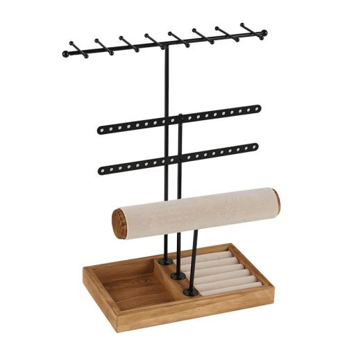 Multi Purpose Display, Iron, with Wood, durable & multifunctional, black, Sold By PC