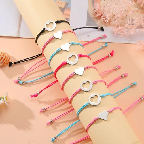 Fashion Create Wax Cord Bracelets, 304 Stainless Steel, with Wax Cord, polished, 2 pieces & for woman, more colors for choice, Length:Approx 16-28 cm, Sold By PC