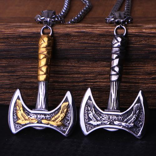 Stainless Steel Jewelry Necklace, 304 Stainless Steel, Axe, polished, fashion jewelry & Unisex & different styles for choice, more colors for choice, 50x30mm, Length:Approx 60 cm, Sold By PC