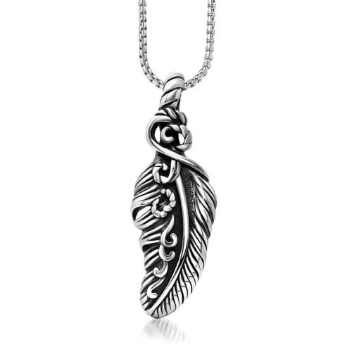 Stainless Steel Pendants 304 Stainless Steel Feather polished fashion jewelry & for man Sold By PC