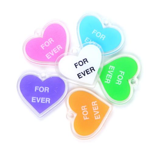 Acrylic Pendants, Heart, DIY, mixed colors, 30x27mm, Hole:Approx 3mm, Approx 100PCs/Bag, Sold By Bag
