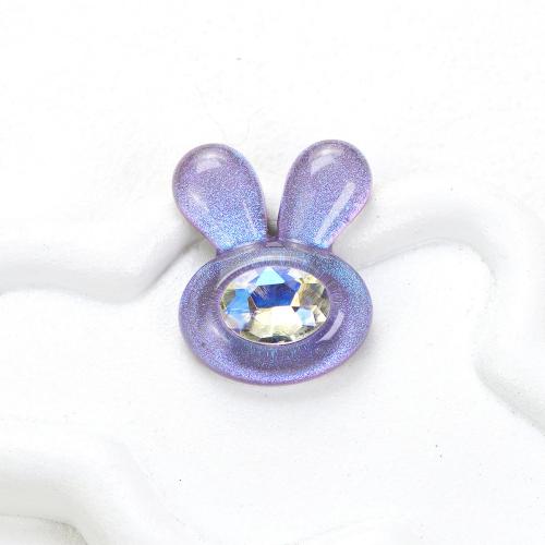 Hair Accessories DIY Findings, Resin, Rabbit, with rhinestone, more colors for choice, 26x32x9mm, Approx 100PCs/Bag, Sold By Bag
