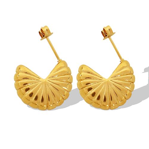 Boucle d'oreille Acier Titane, Placage, bijoux de mode, doré, 18x14.50mm, Vendu par paire