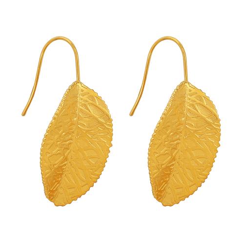 Titanium Steel  Earring Leaf plated fashion jewelry Sold By Pair