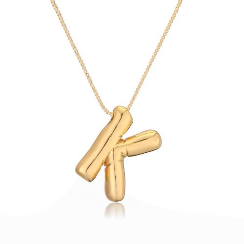 Messing Halskette, Alphabet-Buchstabe, plattiert, Modeschmuck & verschiedene Muster für Wahl, goldfarben, frei von Nickel, Blei & Kadmium, Länge:45 cm, verkauft von PC