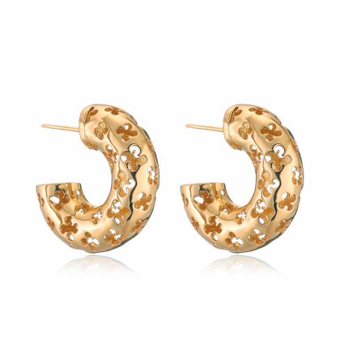 Brass Stud Earring Alphabet Letter plated fashion jewelry nickel lead & cadmium free Sold By Pair