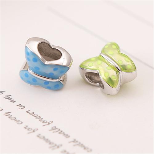 925 Sterling Silver Beads, Butterfly, DIY & enamel, more colors for choice, Sold By PC