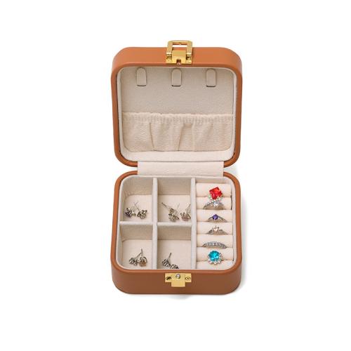 cuir PU Multifonctionnel Boîte à bijoux, avec Plastique & velours de coton, Portable & Anti-poussière, plus de couleurs à choisir, 105x105x50mm, Vendu par PC