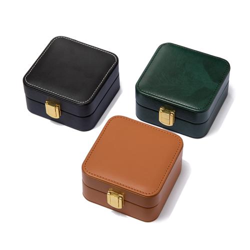 PU Multifunctionele Jewelry Box, met Plastic & Katoenfluweel, Draagbare & Stofdicht & multifunctioneel, meer kleuren voor de keuze, 105x105x50mm, Verkocht door PC