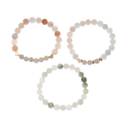Tibetan Style Bracelet, with Natural Stone & Acrylic, handmade, three pieces & for woman, more colors for choice, Length:Approx 16-30 cm, Sold By Set