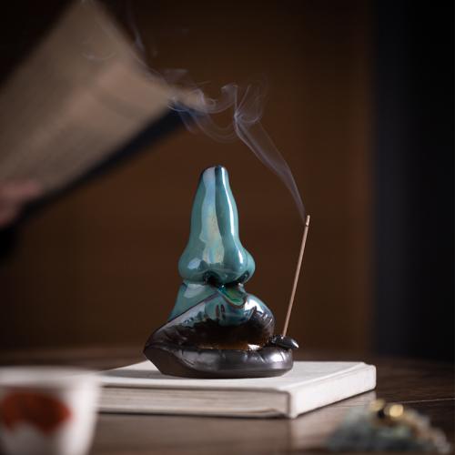 Backflow Incense Burner, Porcelain, handmade, for home and office & durable & multifunctional, 98x81x138mm, Sold By PC