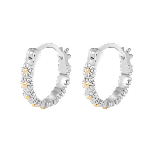 Messing Hoop Earring, mode smykker & for kvinde, sølv, 13x14mm, Solgt af par