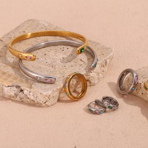 Cubic Zirconia Sada nerezových šperků, 316L nerezové oceli, módní šperky & různé styly pro výběr & micro vydláždit kubické zirkony & pro ženy, více barev na výběr, Prodáno By PC