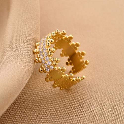Кубический циркон микро проложить кольцо-латунь, Латунь, ювелирные изделия моды & инкрустированное микро кубического циркония & Женский, Золотой, размер:7, продается PC