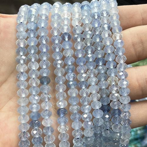Gemstone Jewelry Beads, Aquamarine, Abacus, fashion jewelry & DIY & faceted, sea blue, 4x6mm, Sold Per Approx 38 cm Strand