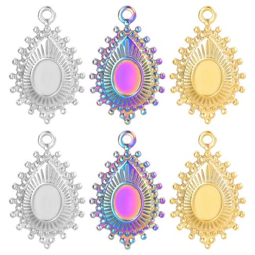 Stainless Steel Pendant Setting, 304 Stainless Steel, Teardrop, Vacuum Ion Plating, fashion jewelry & DIY, more colors for choice, 17x27mm, Sold By PC