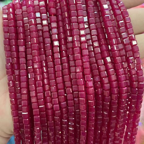 Gemstone Jewelry Beads Ruby Alumina Square fashion jewelry & DIY & faceted fuchsia Sold Per Approx 38 cm Strand