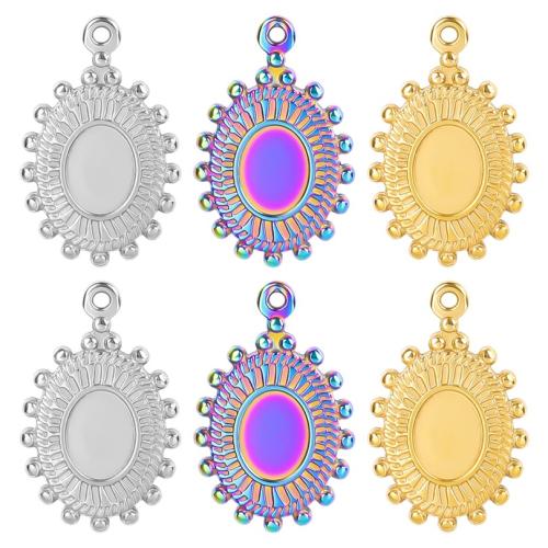 Stainless Steel Pendant Setting, 304 Stainless Steel, Flat Oval, Vacuum Ion Plating, fashion jewelry & DIY, more colors for choice, 15x23mm, Sold By PC