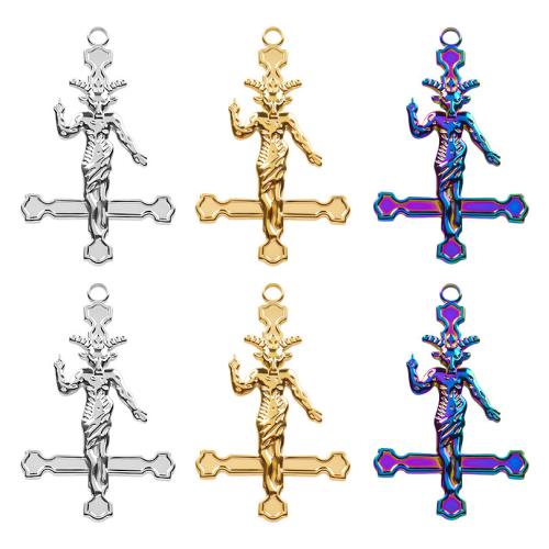 Stainless Steel Cross Pendants, 304 Stainless Steel, Vacuum Ion Plating, fashion jewelry & DIY, more colors for choice, 27x43mm, Sold By PC