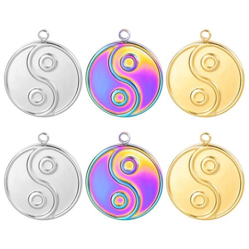 Stainless Steel Pendants, 304 Stainless Steel, Flat Round, Vacuum Ion Plating, fashion jewelry & DIY, more colors for choice, 16x19mm, Sold By PC