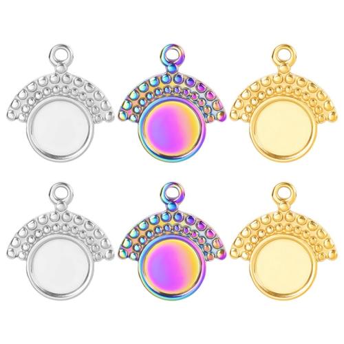 Stainless Steel Pendant Setting, 304 Stainless Steel, Flat Round, Vacuum Ion Plating, fashion jewelry & DIY, more colors for choice, 15x17mm, Sold By PC