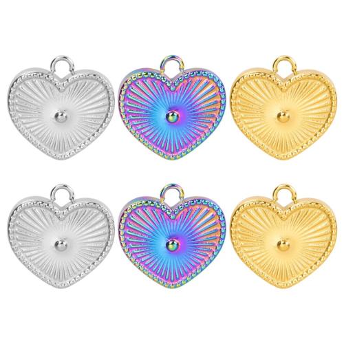 Stainless Steel Heart Pendants, 304 Stainless Steel, Vacuum Ion Plating, fashion jewelry & DIY, more colors for choice, 15x15mm, Sold By PC