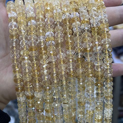 Naturlig krystal perler, Citrin, Abacus, mode smykker & du kan DIY & facetteret, gul, 5x8mm, Solgt Per Ca. 38 cm Strand