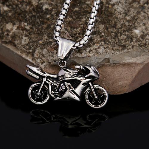 Stainless Steel Jewelry Necklace, 304 Stainless Steel, Motorcycle, polished, fashion jewelry & different styles for choice & for man, 33x24mm, Length:Approx 60 cm, Sold By PC
