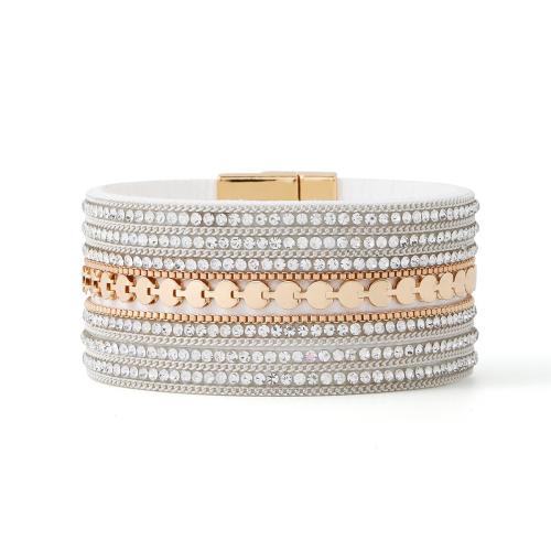 Bracelets cordon PU, cuir PU, bijoux de mode & unisexe & avec strass, plus de couleurs à choisir, 50mm, Longueur:Environ 23 cm, Vendu par PC