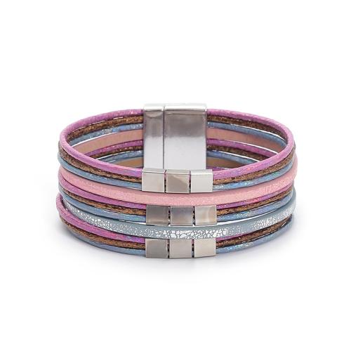 PU Leather Cord Bracelets, fashion jewelry & multilayer & Unisex, more colors for choice, 30mm, Length:Approx 19.5 cm, Sold By PC