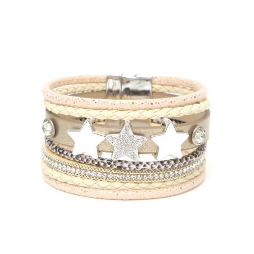 PU Leather Cord Bracelets with Magnet fashion jewelry & multilayer & Unisex 30mm Length Approx 19.5 cm Sold By PC