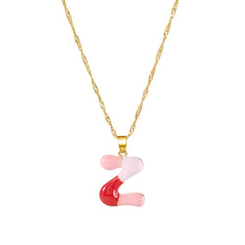 Zinc Alloy Jewelry Necklace with 3cm extender chain Alphabet Letter gold color plated fashion jewelry & letters are from A to Z nickel lead & cadmium free Length Approx 55 cm Sold By PC