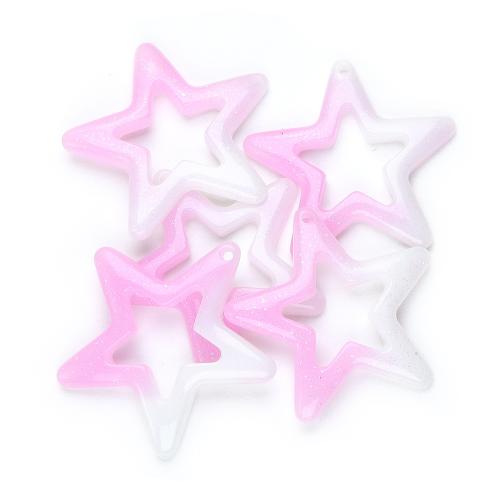 Resin Pendant, Star, DIY & hollow, pink, 46x45mm, Hole:Approx 2mm, Approx 100PCs/Bag, Sold By Bag