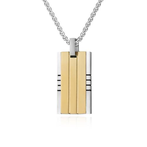 Stainless Steel Jewelry Necklace, 304 Stainless Steel, Rectangle, Vacuum Ion Plating, fashion jewelry & different styles for choice & for man, more colors for choice, Sold By PC