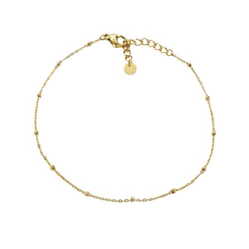Stainless Steel Anklet, 304 Stainless Steel, with 3cm extender chain, Vacuum Ion Plating, fashion jewelry & different size for choice & for woman, golden, Length:20 cm, Sold By PC