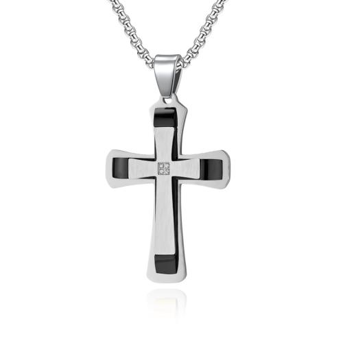 Nehrđajućeg čelika, nakit ogrlice, 304 nehrđajućeg čelika, Križ, modni nakit & različitih stilova za izbor & za čovjeka, više boja za izbor, Prodano By PC