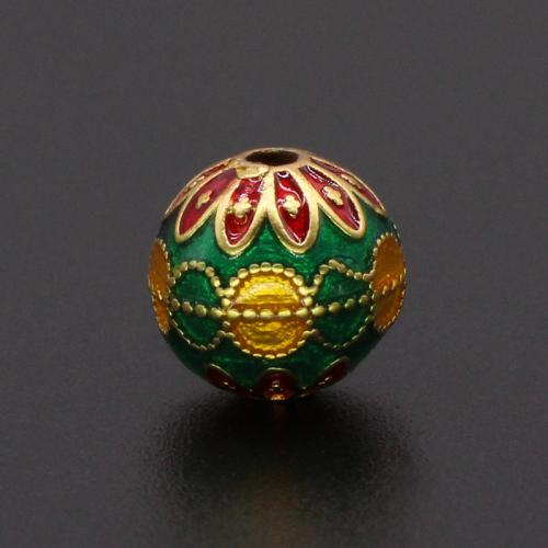 Brass Jewelry Beads, Round, gold color plated, Hidden Pendant & DIY & enamel, green, nickel, lead & cadmium free, Sold By PC