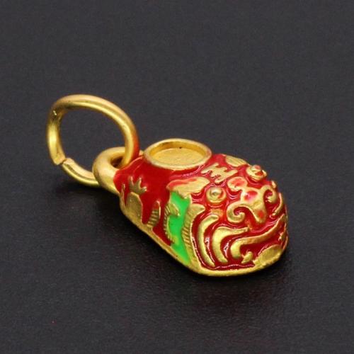 Zinc Alloy Enamel Pendants Tiger gold color plated DIY red nickel lead & cadmium free Sold By PC