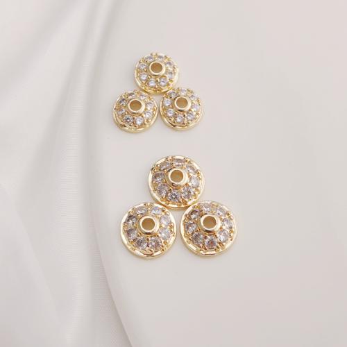 Zinc Alloy Bead Cap gold color plated DIY & micro pave cubic zirconia nickel lead & cadmium free Sold By PC
